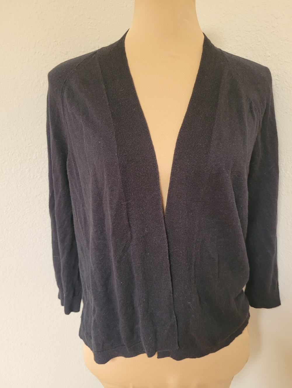 J. Jill Black Linen Blend Open-Front Women's Cardigan